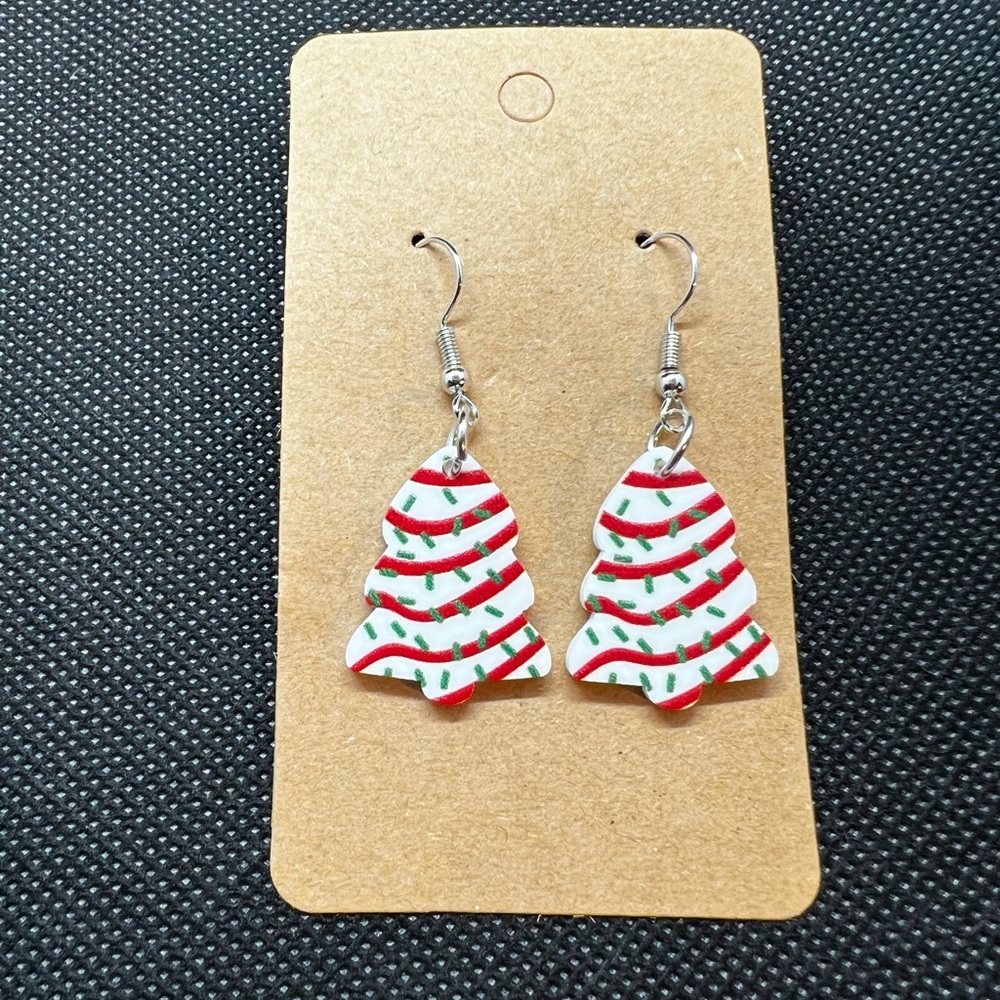 ๐ Christmas tree cake, dingle earrings - Picture 4 of 4